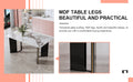 Modern Minimalist Rectangular Dining Table, White Imitation Marble Tabletop, Mdf Table Legs With Gold Metal Decorative Strips. Suitable For Restaurant And Living Roomf Hh White Mdf Glass