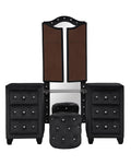 Crystal Tufted Queen 5 Pc Vanity Bedroom Set Made With Wood In Black Box Spring Not Required Queen Black Wood 5 Piece Set Bedroom Modern Upholstered Velvet Tufted Wood