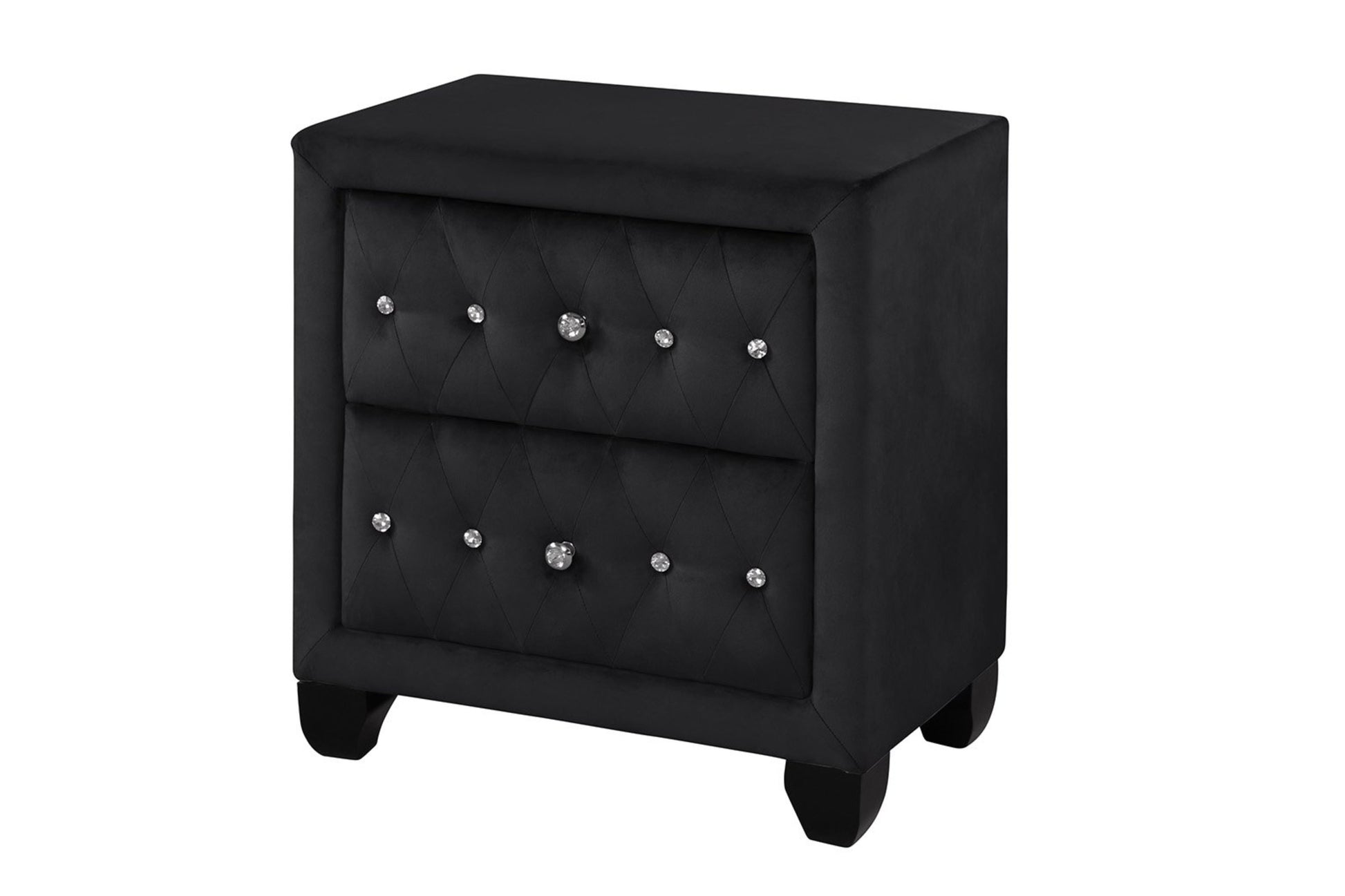 Crystal Tufted Queen 5 Pc Vanity Bedroom Set Made With Wood In Black Box Spring Not Required Queen Black Wood 5 Piece Set Bedroom Modern Upholstered Velvet Tufted Wood