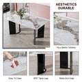 Modern Minimalist Rectangular Dining Table, White Imitation Marble Tabletop, Mdf Table Legs With Gold Metal Decorative Strips. Suitable For Restaurant And Living Roomf Hh White Mdf Glass