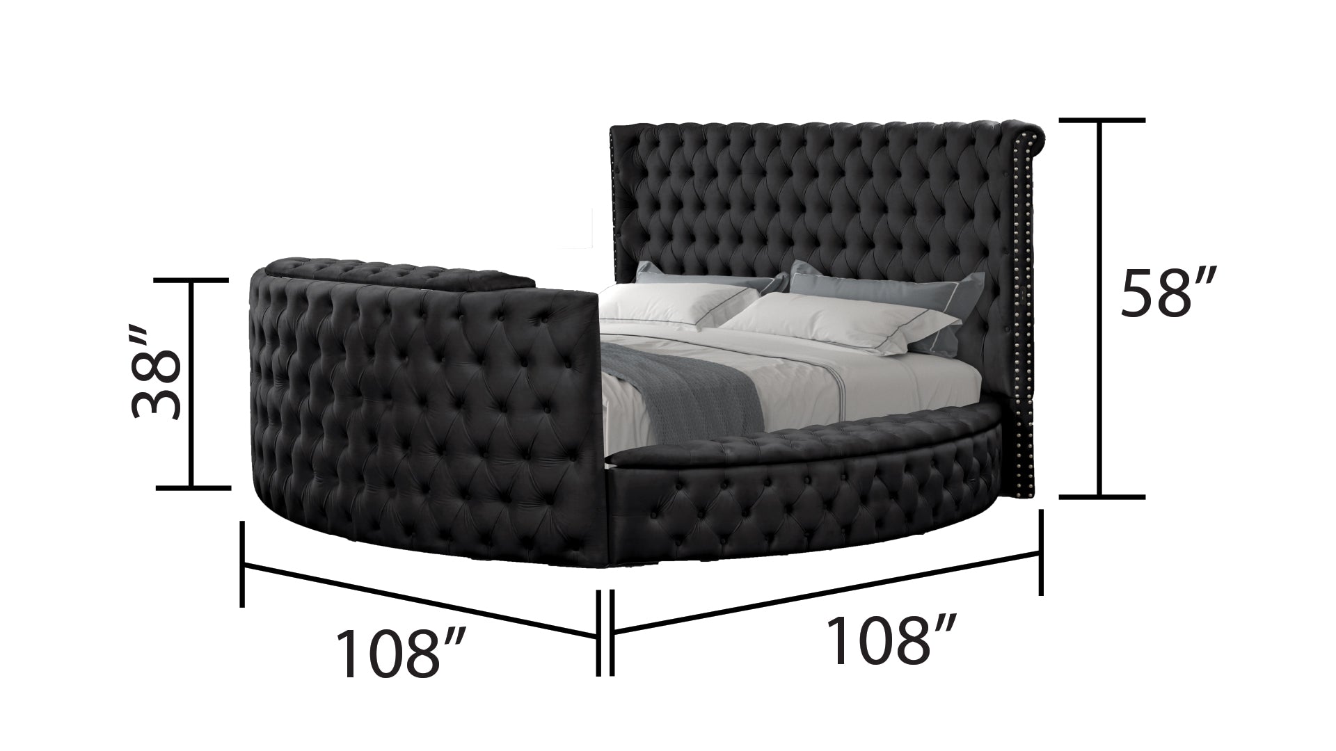 Crystal Tufted Queen 5 Pc Vanity Bedroom Set Made With Wood In Black Box Spring Not Required Queen Black Wood 5 Piece Set Bedroom Modern Upholstered Velvet Tufted Wood