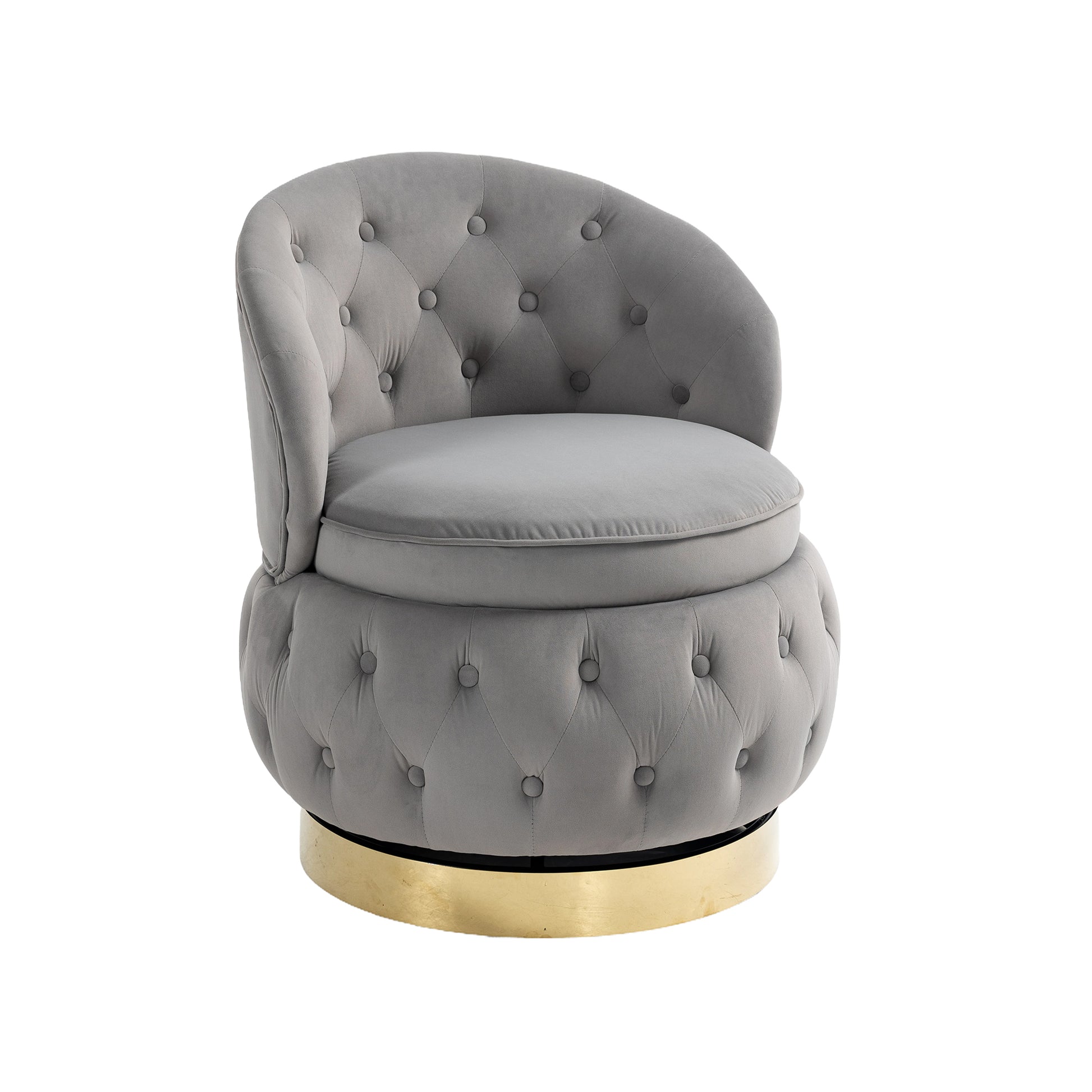 360 Degree Swivel Cuddle Barrel Accent Storage Chairs, Round Armchairs With Wide Upholstered, Fluffy Velvet Fabric Chair For Living Room, Bedroom, Office, Waiting Rooms Gray Primary Living Space Foam Velvet