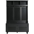5 In 1 Entryway Bench With Shutter Shaped Doors, Coat Rack, Cushion And 4 Sturdy Hooks, 47.2'' Wide Hall Tree With Storage Bench For Hallway, Entryway, Living Room Black Particle Board