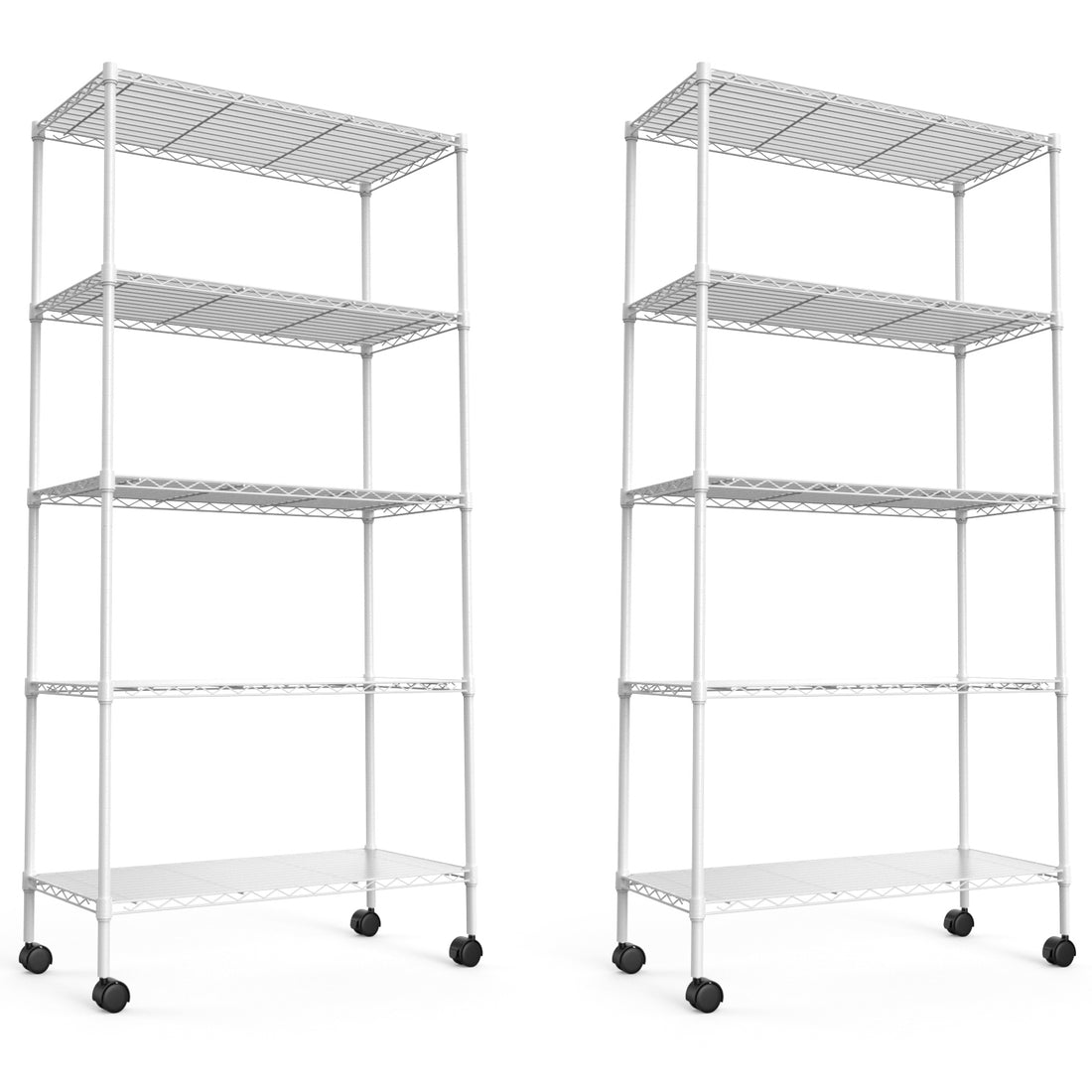 2 Pack 5 Tier Shelf Wire Shelving Unit, Nsf Heavy Duty Wire Shelf Metal Large Storage Shelves Height Adjustable Utility For Garage Kitchen Office Commercial Shelving Steel Layer Shelf White White Iron Plastic