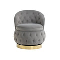 360 Degree Swivel Cuddle Barrel Accent Storage Chairs, Round Armchairs With Wide Upholstered, Fluffy Velvet Fabric Chair For Living Room, Bedroom, Office, Waiting Rooms Gray Primary Living Space Foam Velvet