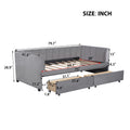 Twin Size Upholstered Daybed With Ergonomic Design Backrest And 2 Drawers, Gray Gray Velvet