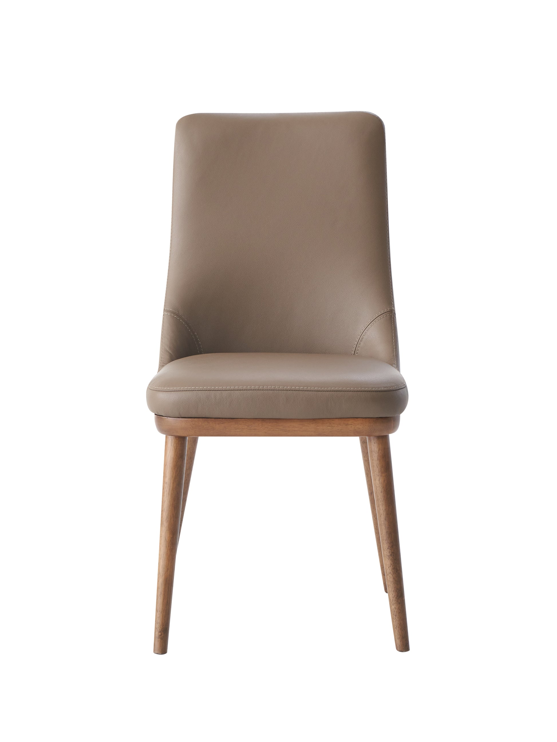 Rashean Side Chair Set 2 , Brown Leather & Walnut Finish Dn02401 Brown Leather