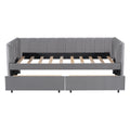 Twin Size Upholstered Daybed With Ergonomic Design Backrest And 2 Drawers, Gray Gray Velvet