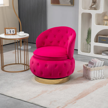 360 Degree Swivel Cuddle Barrel Accent Storage Chairs, Round Armchairs With Wide Upholstered, Fluffy Velvet Fabric Chair For Living Room, Bedroom, Office, Waiting Rooms Red Primary Living Space Foam Velvet
