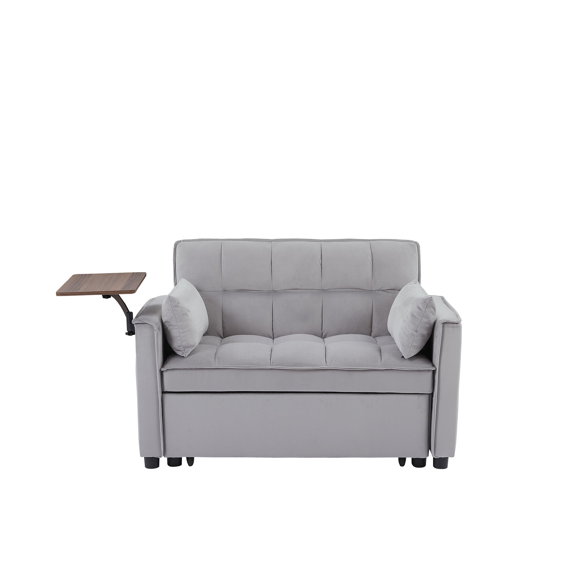 Grey Velvet Loveseat Sofa Bed Grey Wood Tufted Back Square Arms Foam Velvet 2 Seat