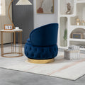 360 Degree Swivel Cuddle Barrel Accent Storage Chairs, Round Armchairs With Wide Upholstered, Fluffy Velvet Fabric Chair For Living Room, Bedroom, Office, Waiting Rooms Navy Primary Living Space Foam Velvet