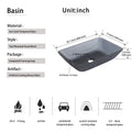 Tempered Glass Matte Bathroom Vessel Sink, Rectangle Bathroom Basin Tempered Glass Matt Gray Grey Bathroom Modern Glass