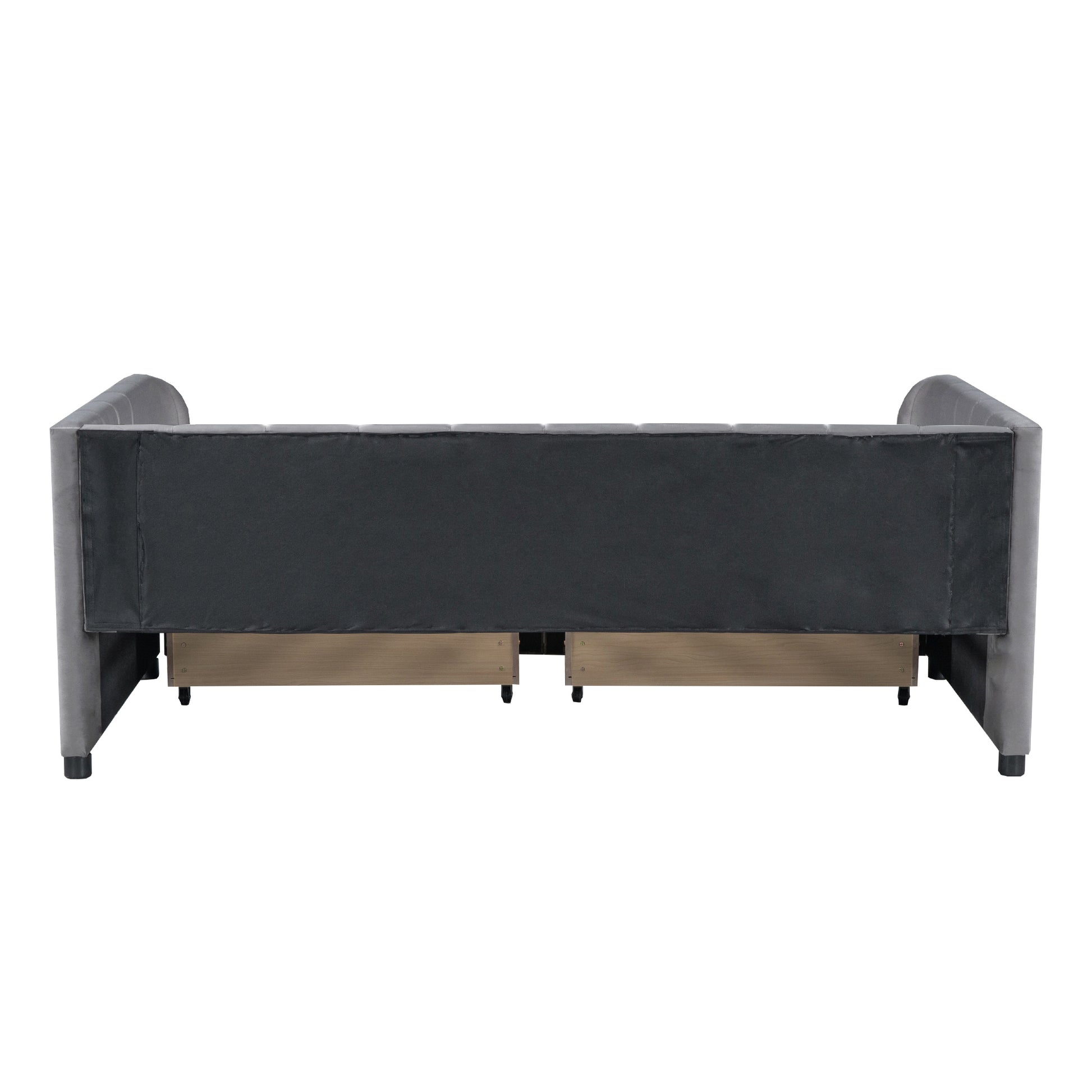 Twin Size Upholstered Daybed With Ergonomic Design Backrest And 2 Drawers, Gray Gray Velvet