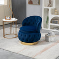 360 Degree Swivel Cuddle Barrel Accent Storage Chairs, Round Armchairs With Wide Upholstered, Fluffy Velvet Fabric Chair For Living Room, Bedroom, Office, Waiting Rooms Navy Primary Living Space Foam Velvet