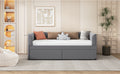 Twin Size Upholstered Daybed With Ergonomic Design Backrest And 2 Drawers, Gray Gray Velvet