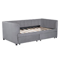 Twin Size Upholstered Daybed With Ergonomic Design Backrest And 2 Drawers, Gray Gray Velvet