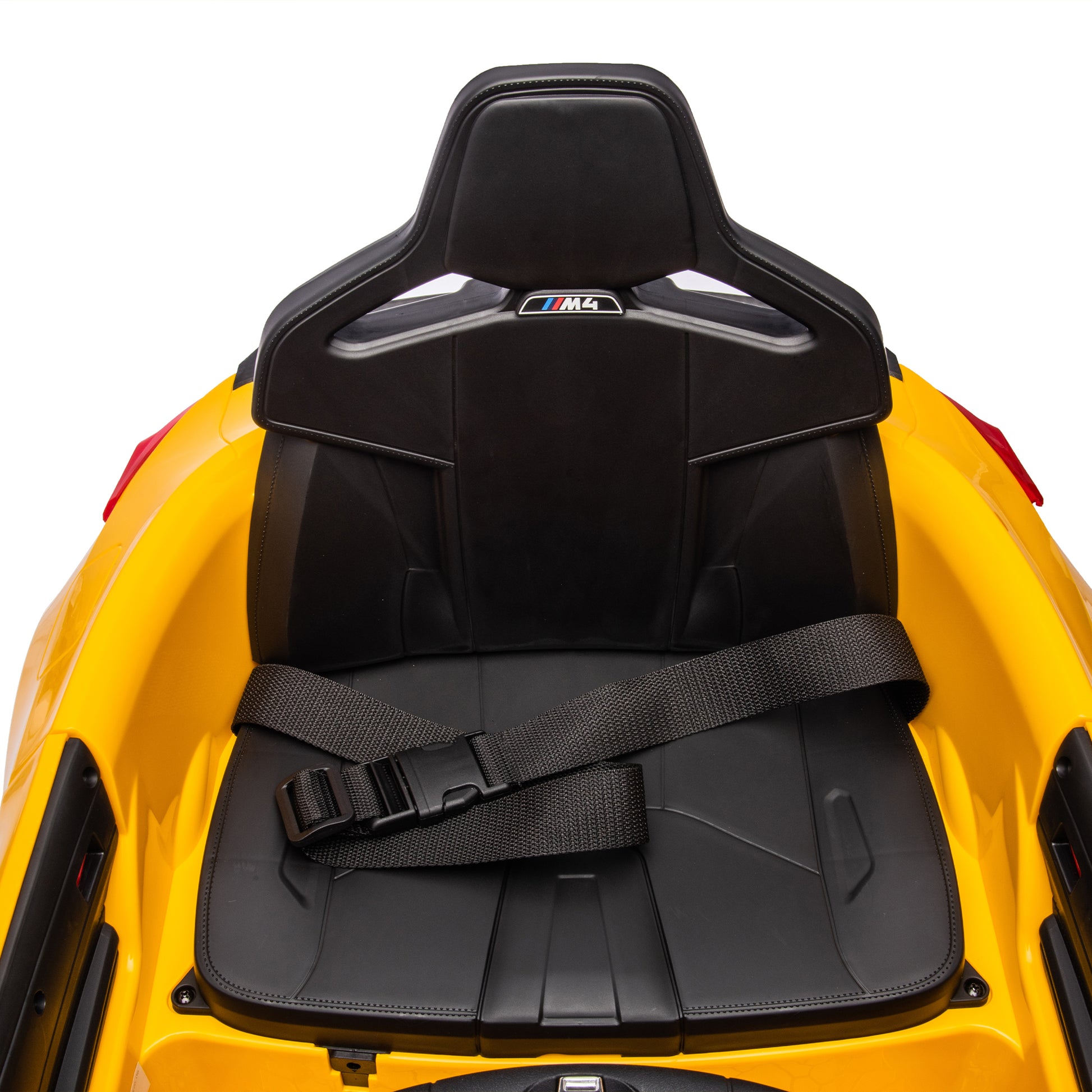 Bmw M4 12V Kids Ride On Toy Car 2.4G W Parents Remote Control,Three Speed Adjustable,Power Display, Usb,Mp3 ,Bluetooth,Led Light,Story,A Handle With Wheels And A Pull, Easy To Carry Yellow Polyethylene