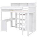 Wood Twin Size Loft Bed With Multiple Storage Shelves And Wardrobe, White Box Spring Not Required Twin White Wood Bedroom Solid Wood Mdf