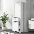 Tall Bathroom Storage Cabinet, Freestanding Storage Cabinet With Two Different Size Drawers And Adjustable Shelf, Mdf Board With Painted Finish, White Old Sku:Wf312730Aak White Mdf