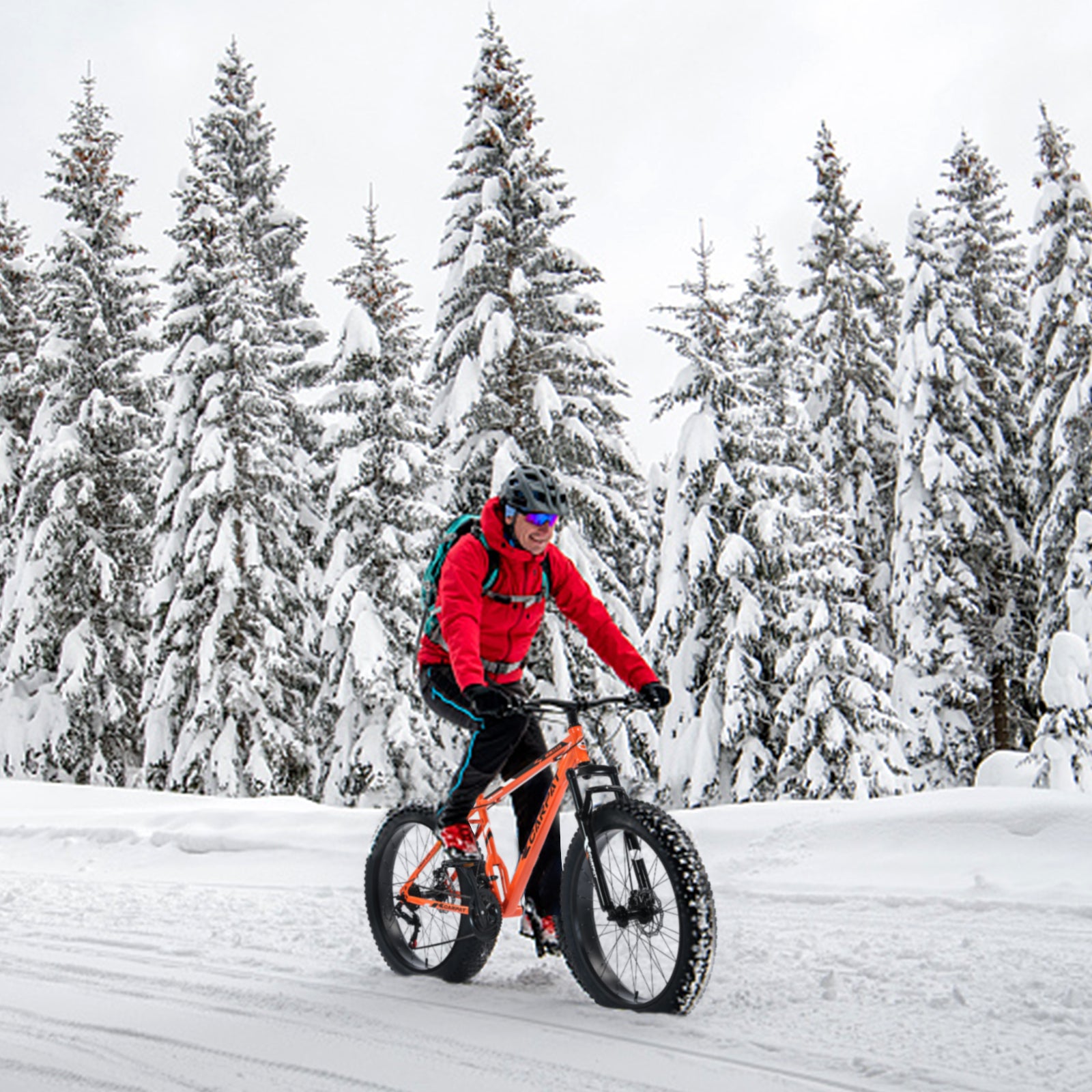 S26109 26 Inch Fat Tire Bike Adult Youth Full Shimano 21 Speed Mountain Bike, Dual Disc Brake, High Carbon Steel Frame, Front Suspension, Mountain Trail Bike, Urban Commuter City Bicycle Cycling Orange Without Anti Slip Garden & Outdoor American Design