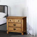 Cottage Style Weathered Elm 1Pc Nightstand Ball Bearing Metal Glide Usb Charger Power Outlet In Night Stand Top Drawer Bedroom Bedside Table Natural 3 Drawers Bedroom Bedside Cabinet Contemporary,Modern,Transitional Usb Port Solid Wood