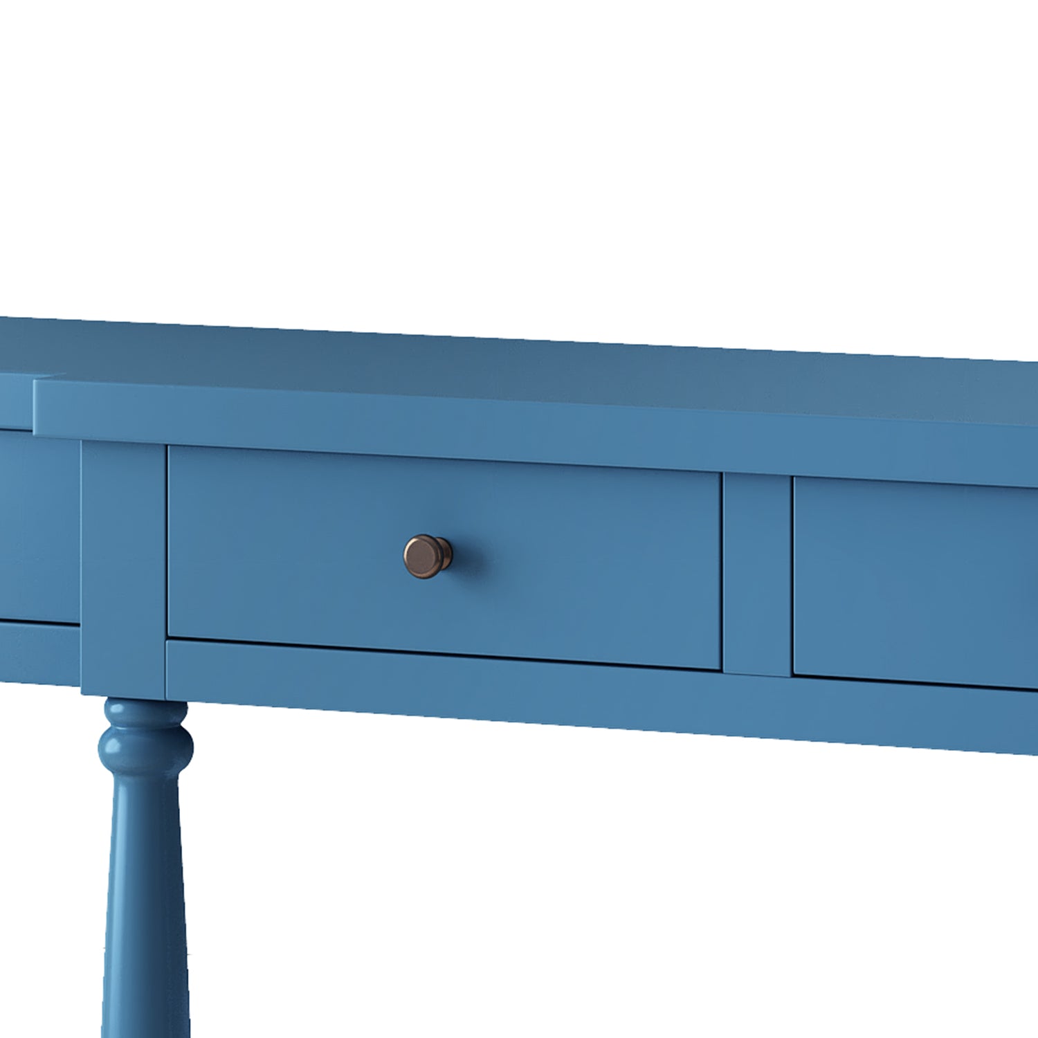 Retro Senior Console Table For Hallway Living Room Bedroom With 4 Front Facing Storage Drawers And 1 Shelf Navy Blue Mdf