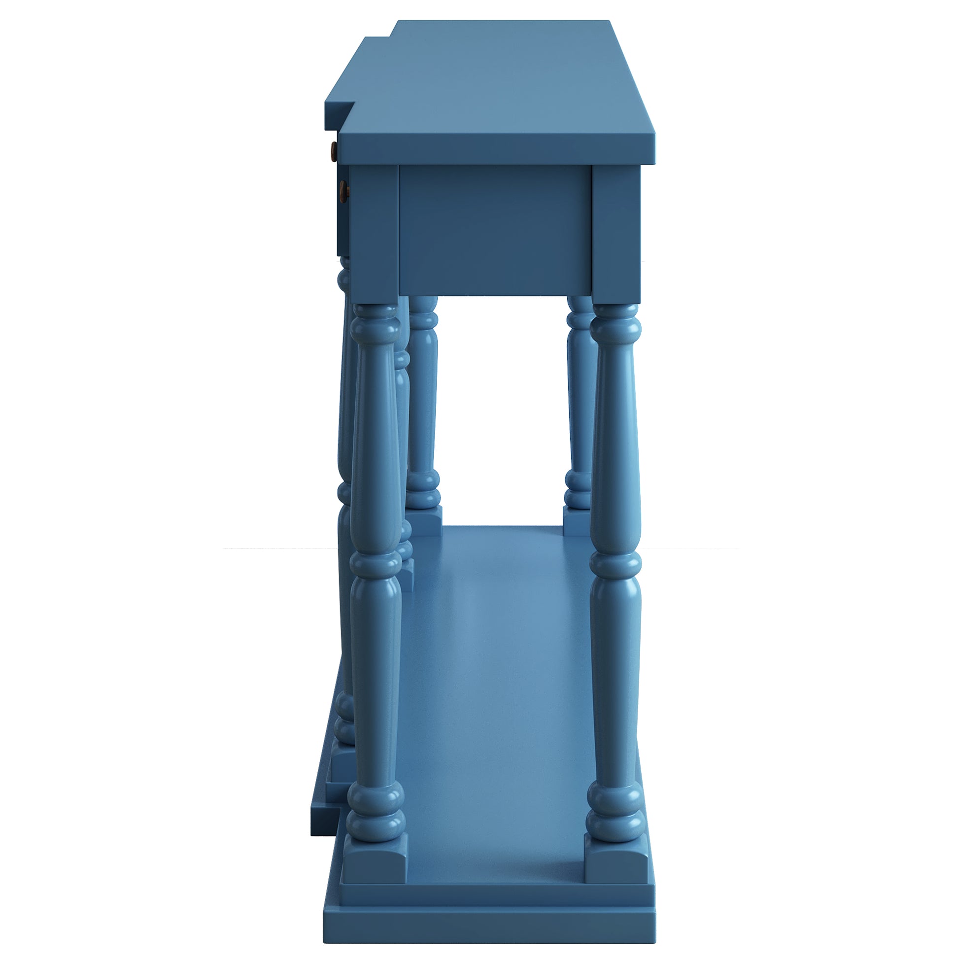 Retro Senior Console Table For Hallway Living Room Bedroom With 4 Front Facing Storage Drawers And 1 Shelf Navy Blue Mdf