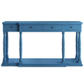 Retro Senior Console Table For Hallway Living Room Bedroom With 4 Front Facing Storage Drawers And 1 Shelf Navy Blue Mdf