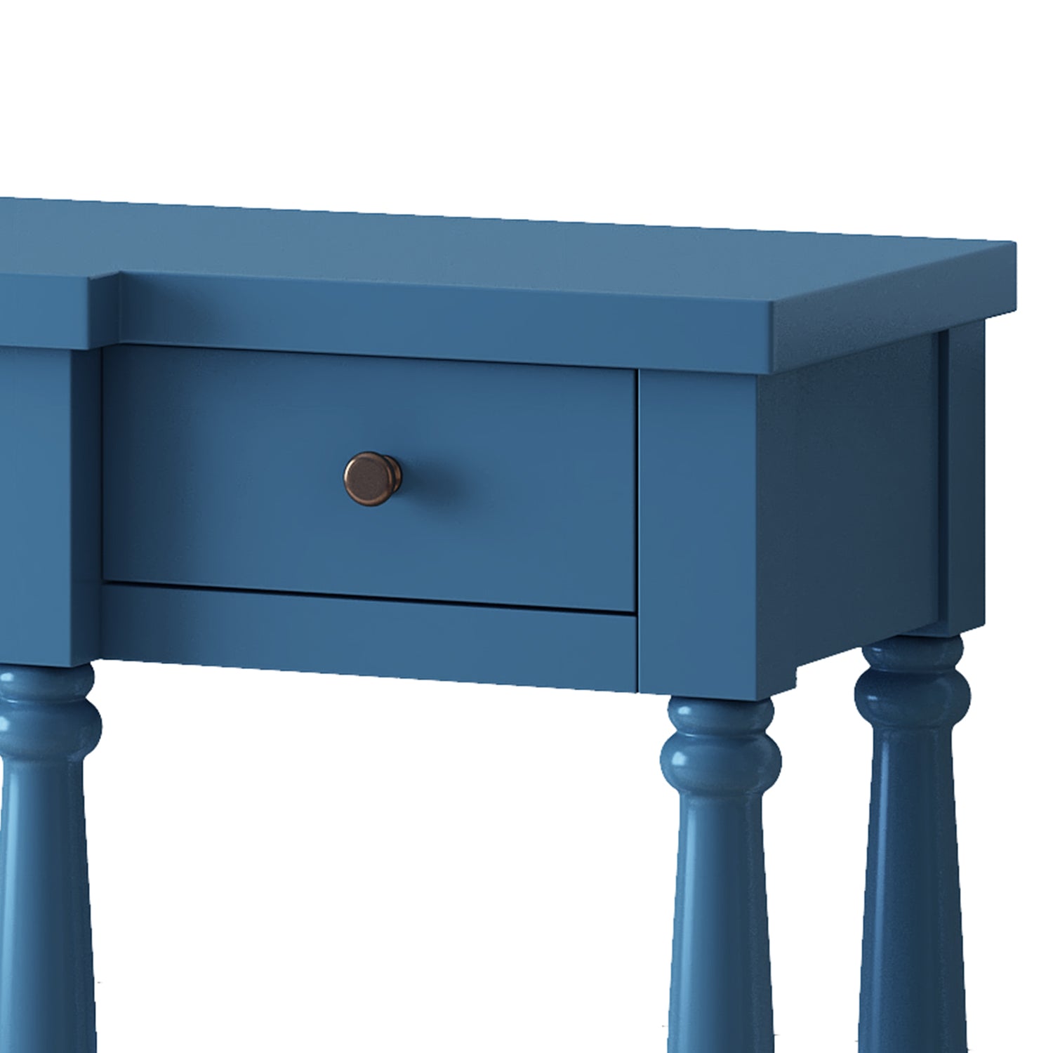 Retro Senior Console Table For Hallway Living Room Bedroom With 4 Front Facing Storage Drawers And 1 Shelf Navy Blue Mdf