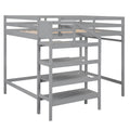 Full Size Loft Bed With Built In Storage Staircase And Hanger For Clothes, Gray Box Spring Not Required Full Gray Wood Bedroom Pine