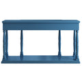 Retro Senior Console Table For Hallway Living Room Bedroom With 4 Front Facing Storage Drawers And 1 Shelf Navy Blue Mdf