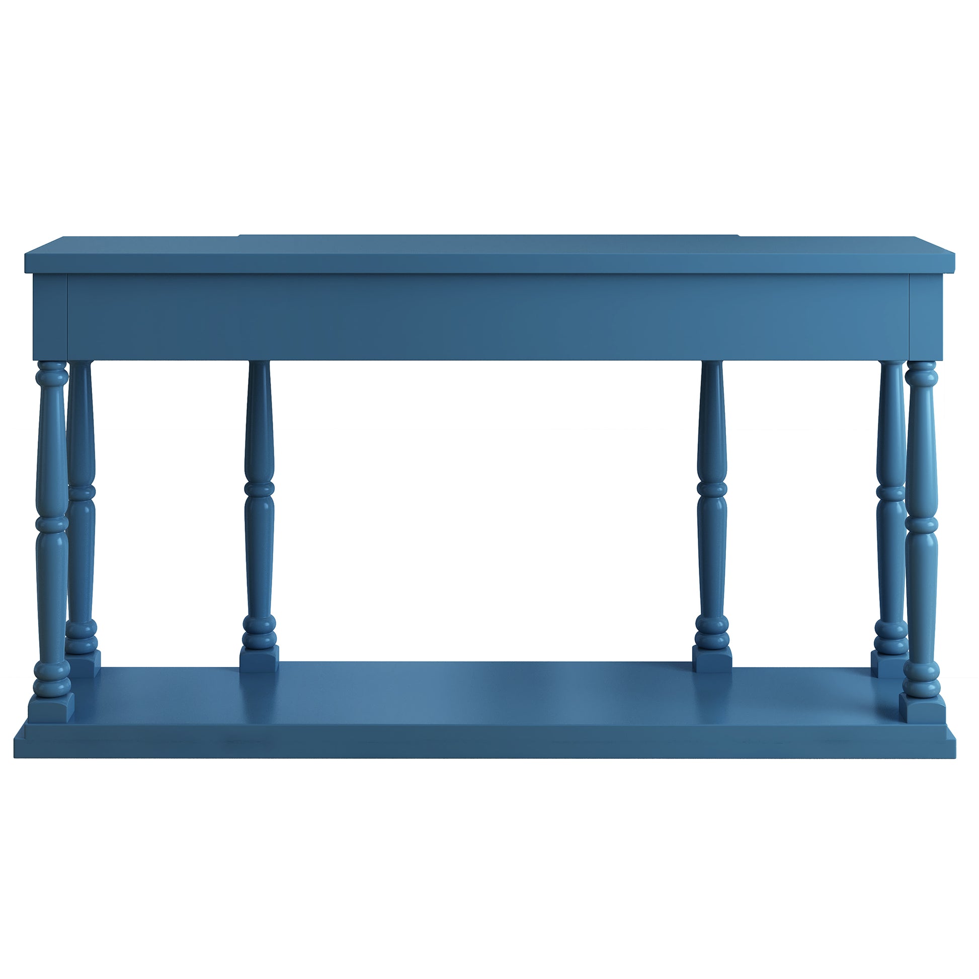 Retro Senior Console Table For Hallway Living Room Bedroom With 4 Front Facing Storage Drawers And 1 Shelf Navy Blue Mdf