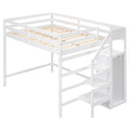 Full Size Loft Bed With Built In Storage Wardrobe And Staircase, White Box Spring Not Required Full White Wood Bedroom Pine