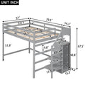 Full Size Loft Bed With Built In Storage Wardrobe And Staircase, Gray Old Sku:Sm000527Aae Box Spring Not Required Full Gray Wood Bedroom Pine