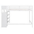 Full Size Loft Bed With Built In Storage Wardrobe And Staircase, White Box Spring Not Required Full White Wood Bedroom Pine