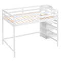 Full Size Loft Bed With Built In Storage Wardrobe And Staircase, White Box Spring Not Required Full White Wood Bedroom Pine