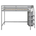Full Size Loft Bed With Built In Storage Wardrobe And Staircase, Gray Old Sku:Sm000527Aae Box Spring Not Required Full Gray Wood Bedroom Pine