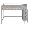 Full Size Loft Bed With Built In Storage Wardrobe And Staircase, Gray Old Sku:Sm000527Aae Box Spring Not Required Full Gray Wood Bedroom Pine