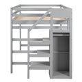 Full Size Loft Bed With Built In Storage Wardrobe And Staircase, Gray Old Sku:Sm000527Aae Box Spring Not Required Full Gray Wood Bedroom Pine