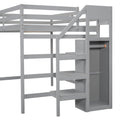 Full Size Loft Bed With Built In Storage Wardrobe And Staircase, Gray Old Sku:Sm000527Aae Box Spring Not Required Full Gray Wood Bedroom Pine
