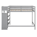 Full Size Loft Bed With Built In Storage Wardrobe And Staircase, Gray Old Sku:Sm000527Aae Box Spring Not Required Full Gray Wood Bedroom Pine