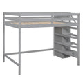 Full Size Loft Bed With Built In Storage Wardrobe And Staircase, Gray Old Sku:Sm000527Aae Box Spring Not Required Full Gray Wood Bedroom Pine