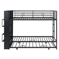 Metal Bunk Bed With Big Bookshelf, Twin, Black Black Metal