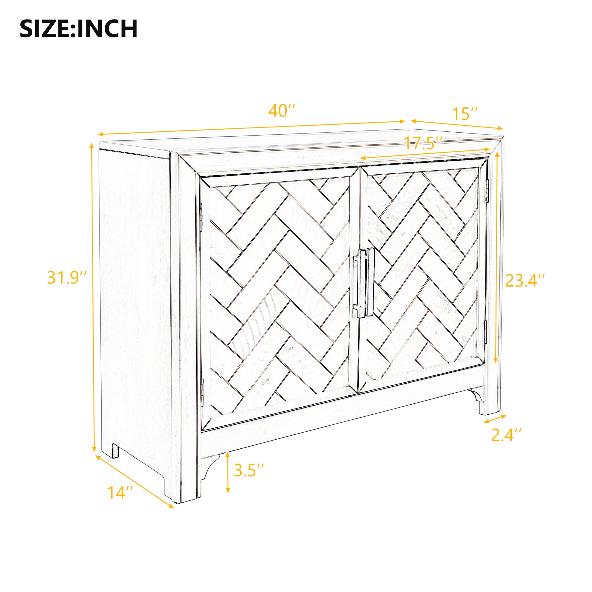 40'' Modern Cabinets With Unique Design Doors With 1 Adjustable Shelves,Suitable For Multiple Rooms Such As Living Room And Study Room Antique Blue Mdf