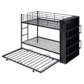 Metal Bunk Bed With Big Bookshelf, Twin, Black Black Metal