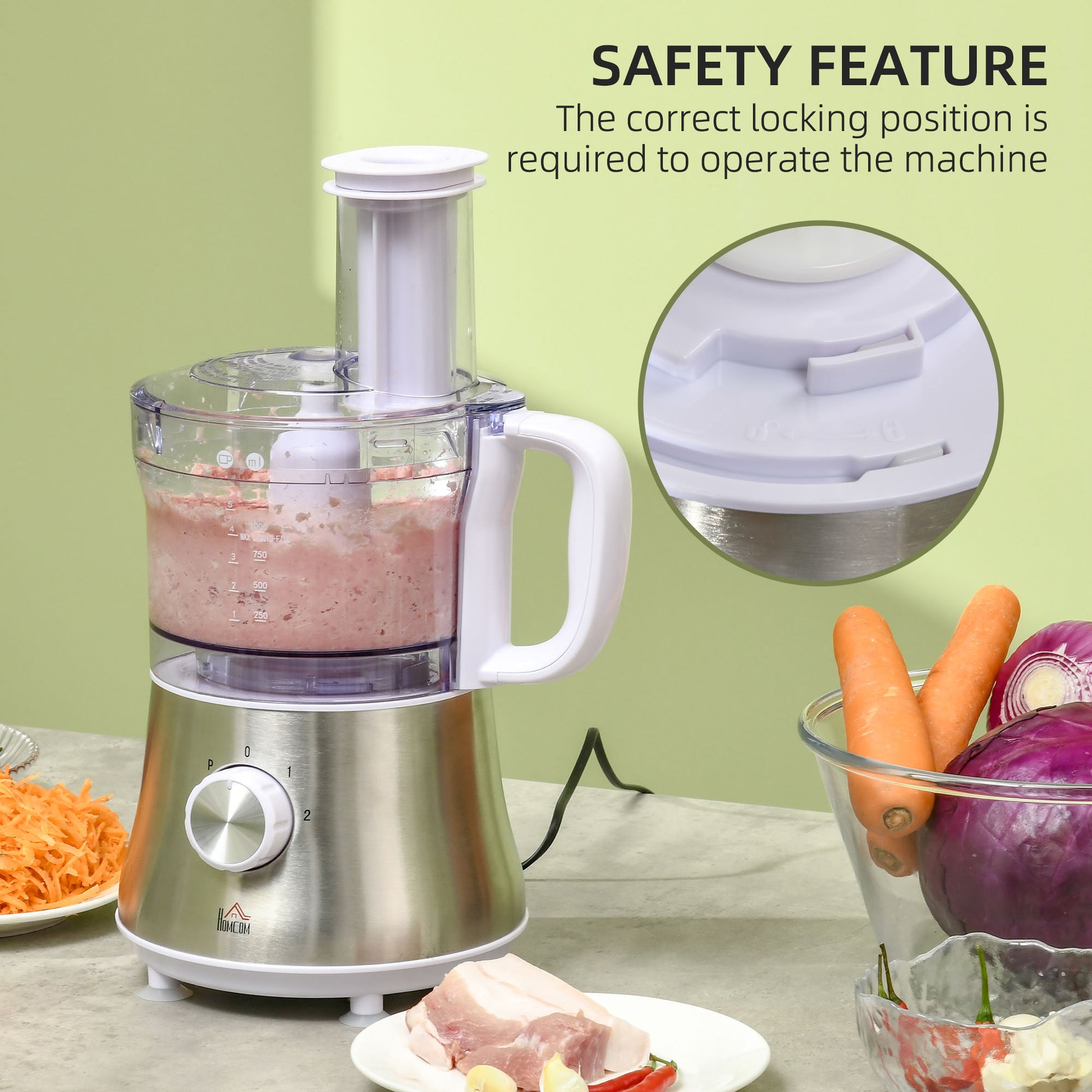 2 In 1 Blender And Food Processor Combo For Chopping, Slicing, Shredding, Mincing And Pureeing For Vegetable, Meat And Nuts, 500W 5 Cup Bowl, 1.5L Blender Jug, 3 Blades And Adjustable Speed White
