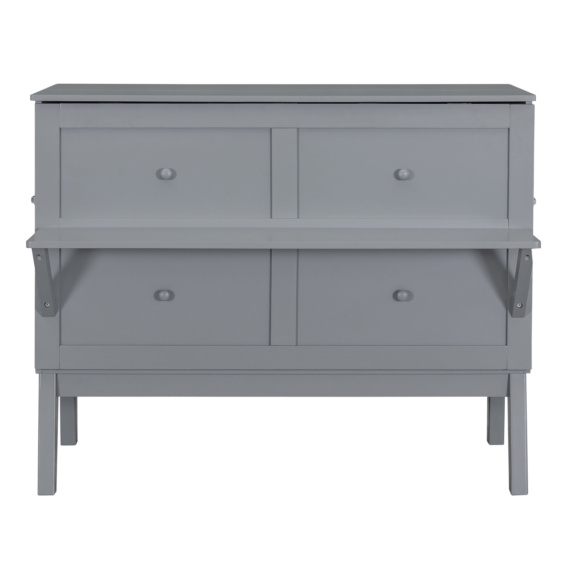 Full Size Murphy Bed With Usb Port And Removable Shelves On Each Side,Gray Gray Solid Wood Mdf