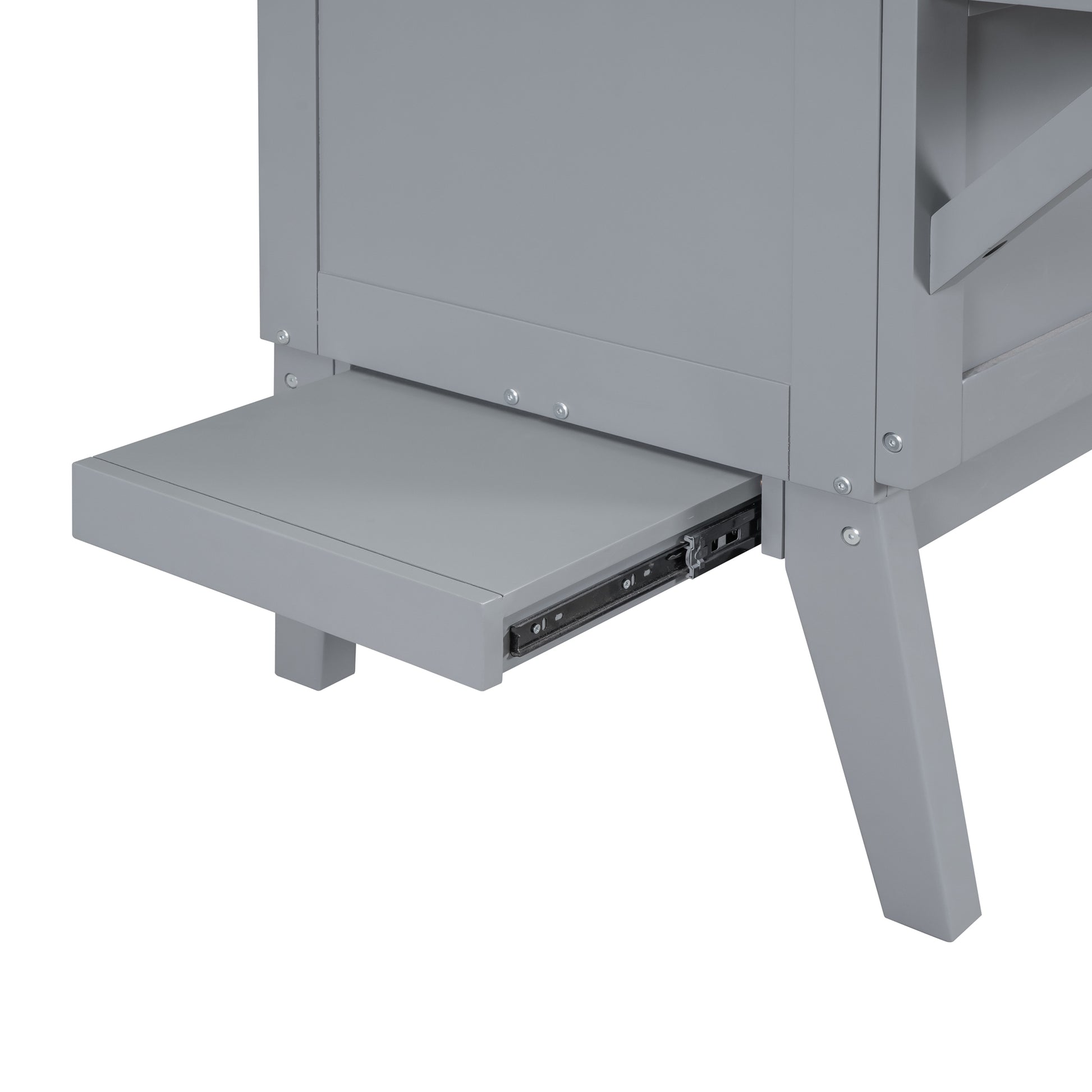 Full Size Murphy Bed With Usb Port And Removable Shelves On Each Side,Gray Gray Solid Wood Mdf