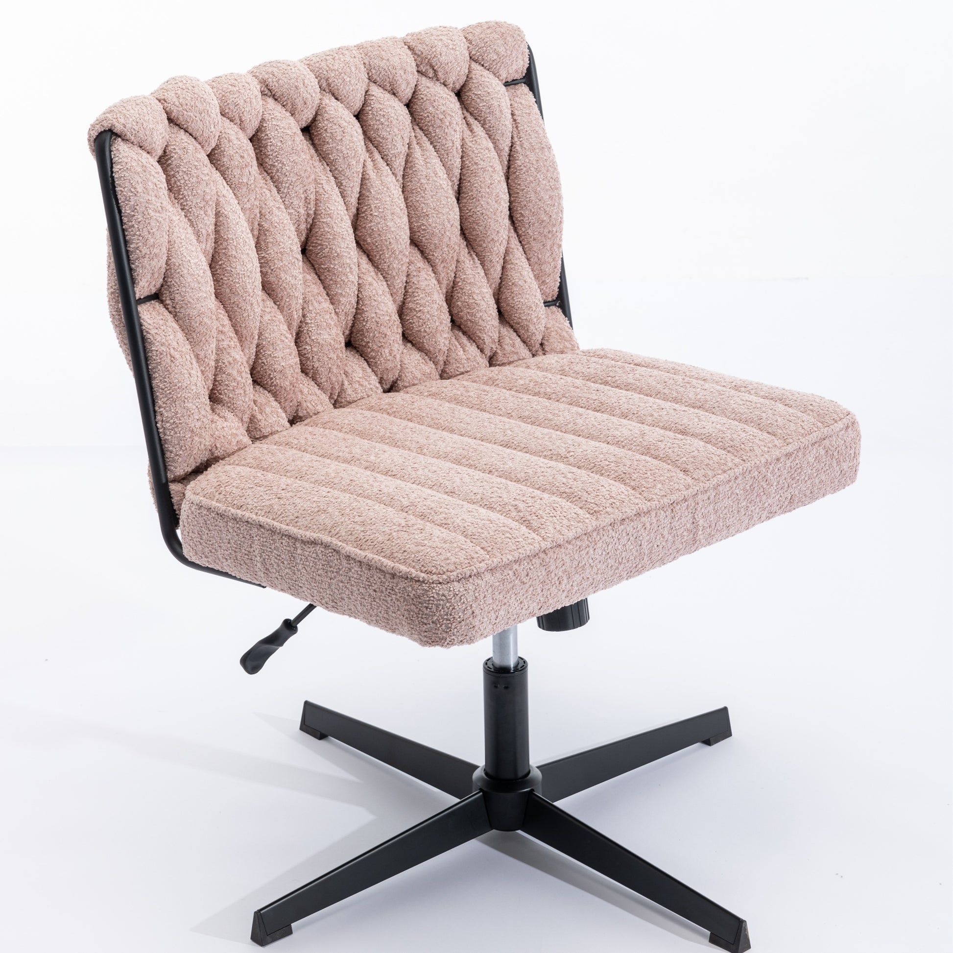 Armless Office Desk Chair No Wheels, Pink Pink Foam Polyester Blend