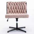 Armless Office Desk Chair No Wheels, Pink Pink Foam Polyester Blend